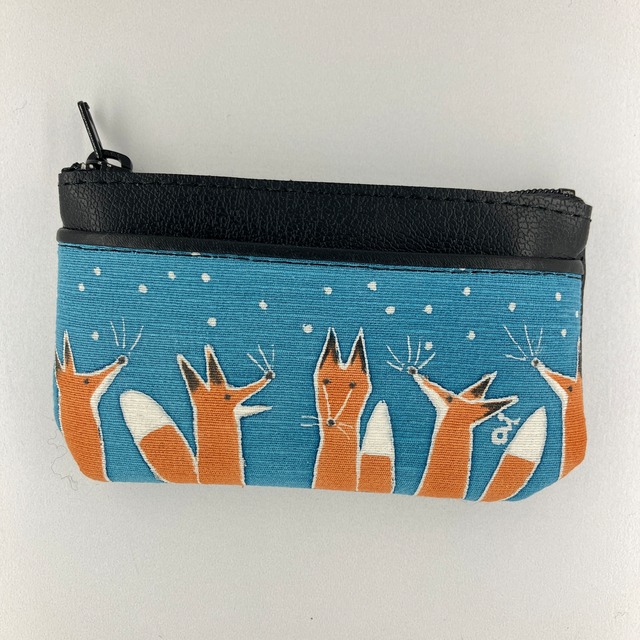 小銭入れ「キツネたち」（ブルー）