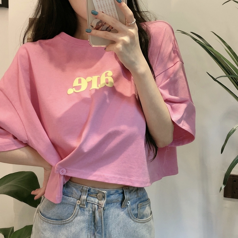 【MumuIns 】ボタン付き可愛いTシャツ  A0106