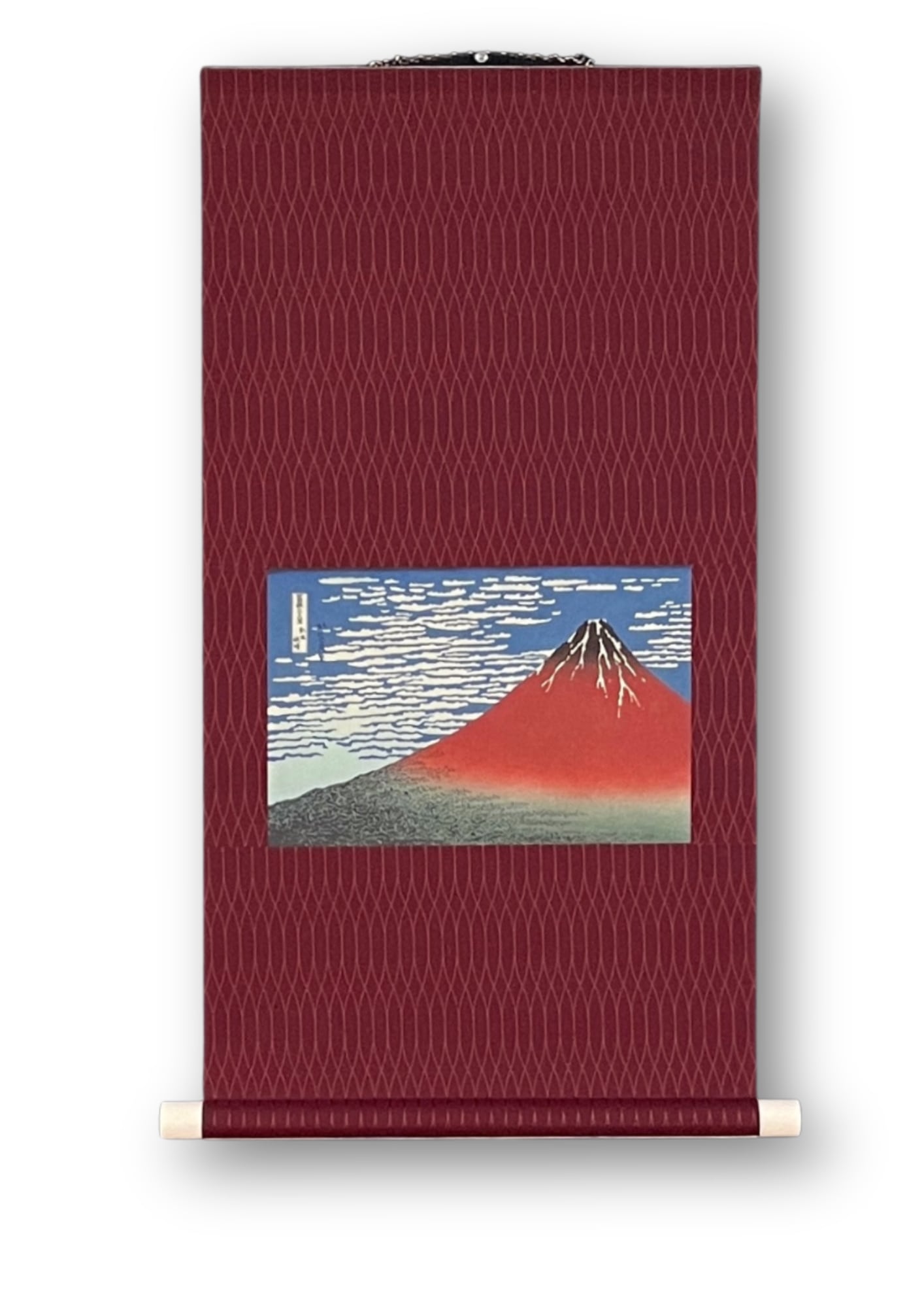 葛飾北斎/富獄図/富士山水人物図/桐共箱付/布袋屋掛軸