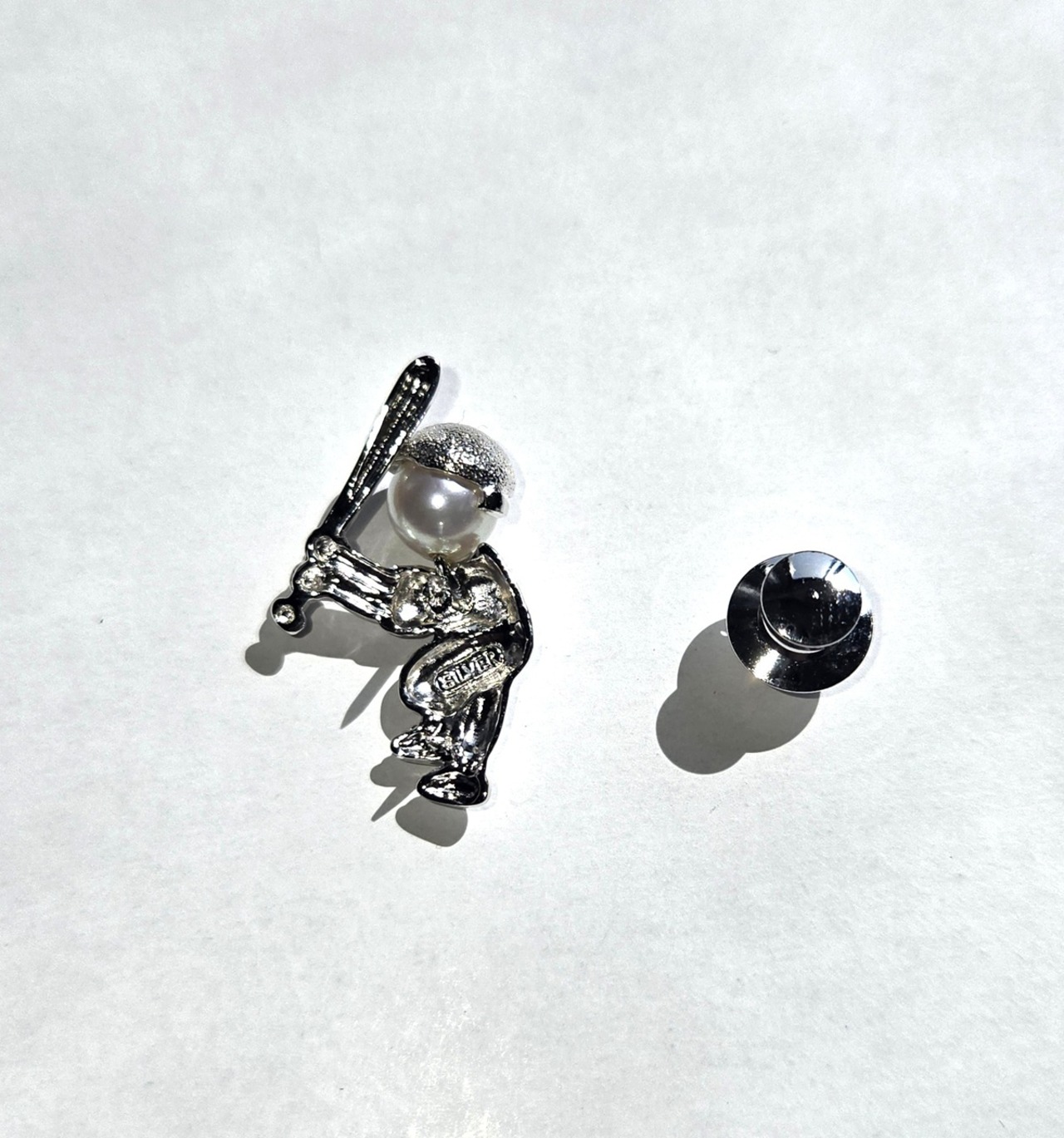 あこや真珠ブローチピン　野球少年