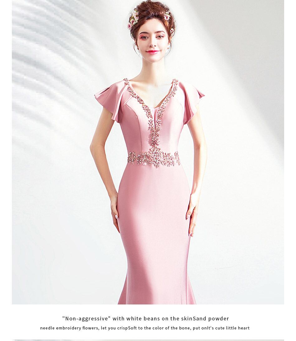 カラードレス ピンク ポリエステル ビジュー 深Vネックド タンクトップ  