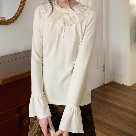 フリルネックレディブラウス W00534