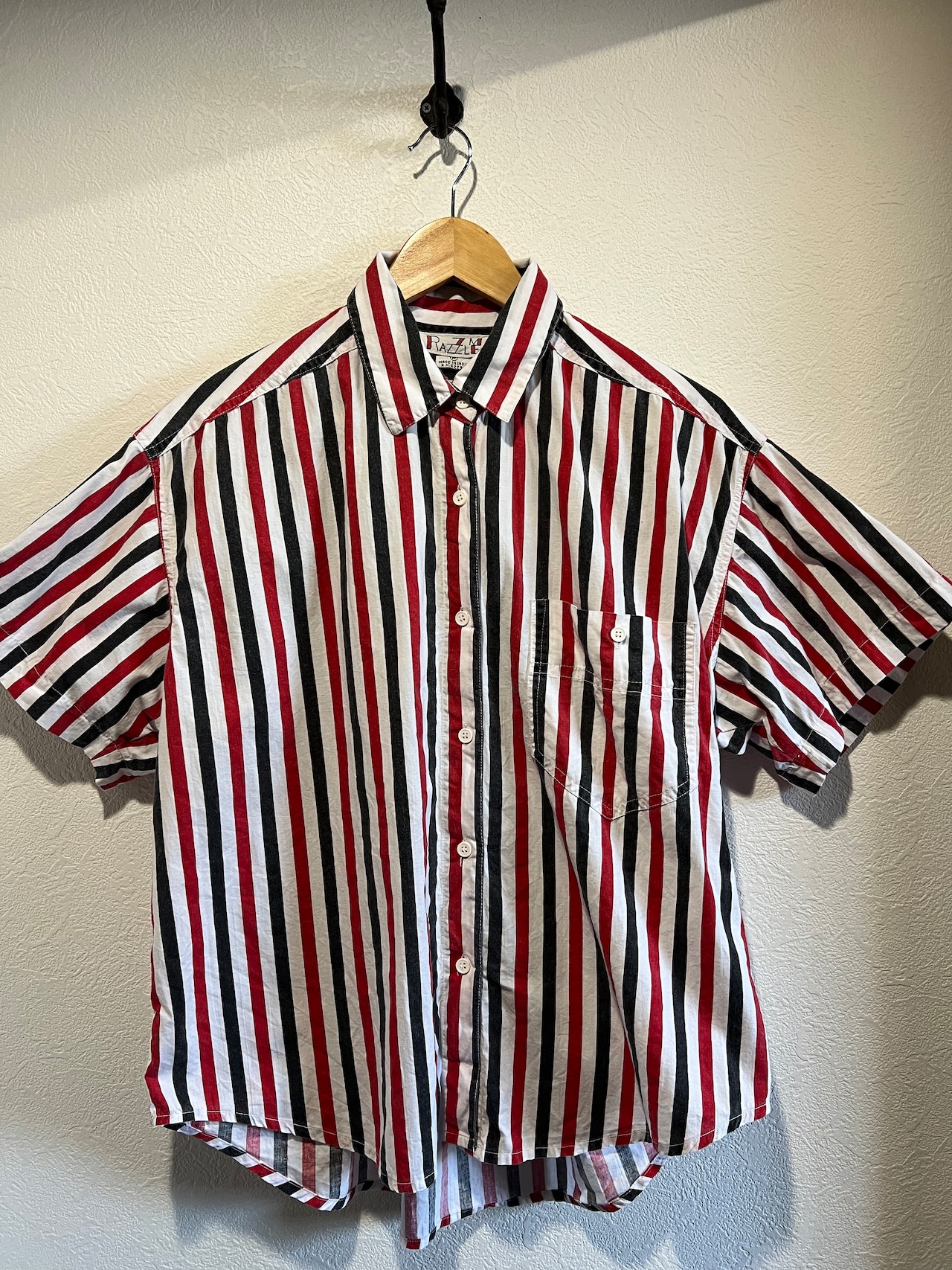 80s〜 RAZZLE 半袖シャツ　ポケット柄合わせオープンシャツ　ヴィンテージ