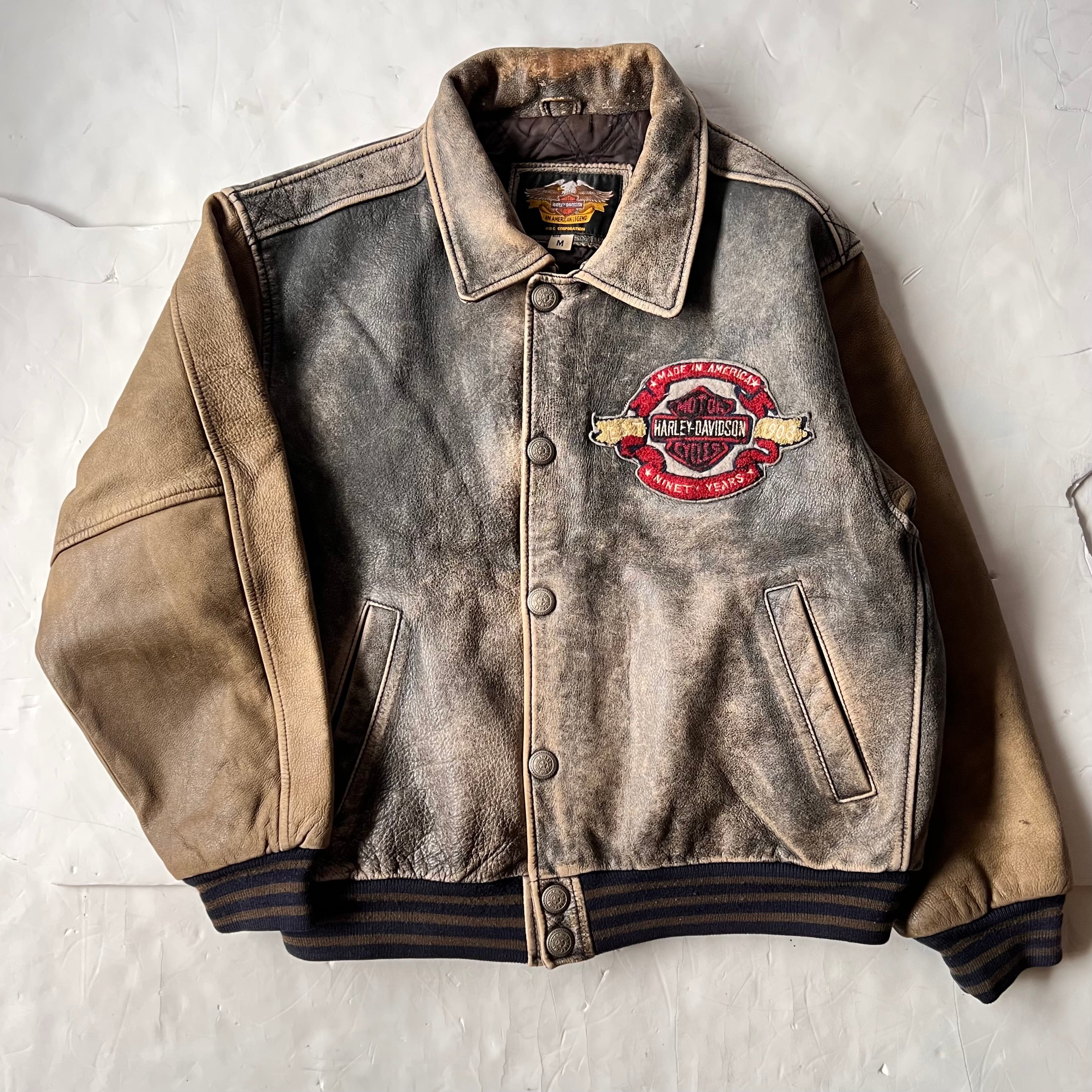 90s “Harley-Davidson” leather studium jamper 90年代 ハーレー