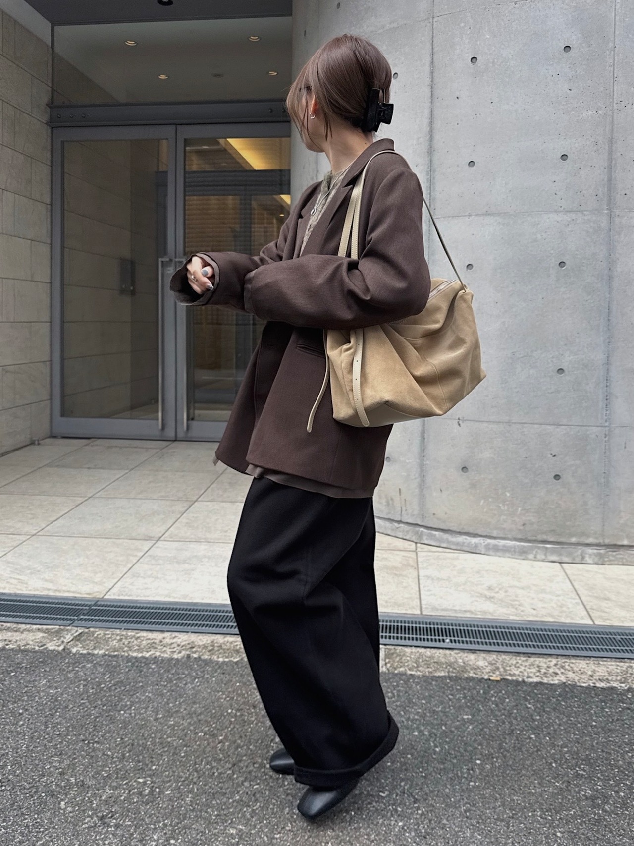 peaked lapel hem docking JKT