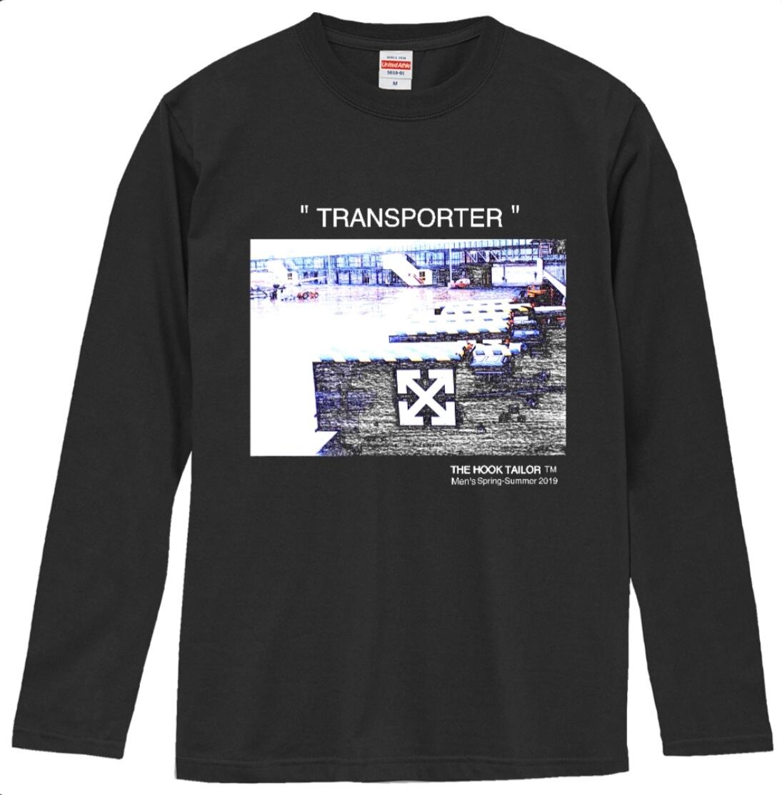 Glasgow Airport "TRANSPORTER" Long T-shirt BLACK ver. by THE HOOK TAILOR'S LOUNGE