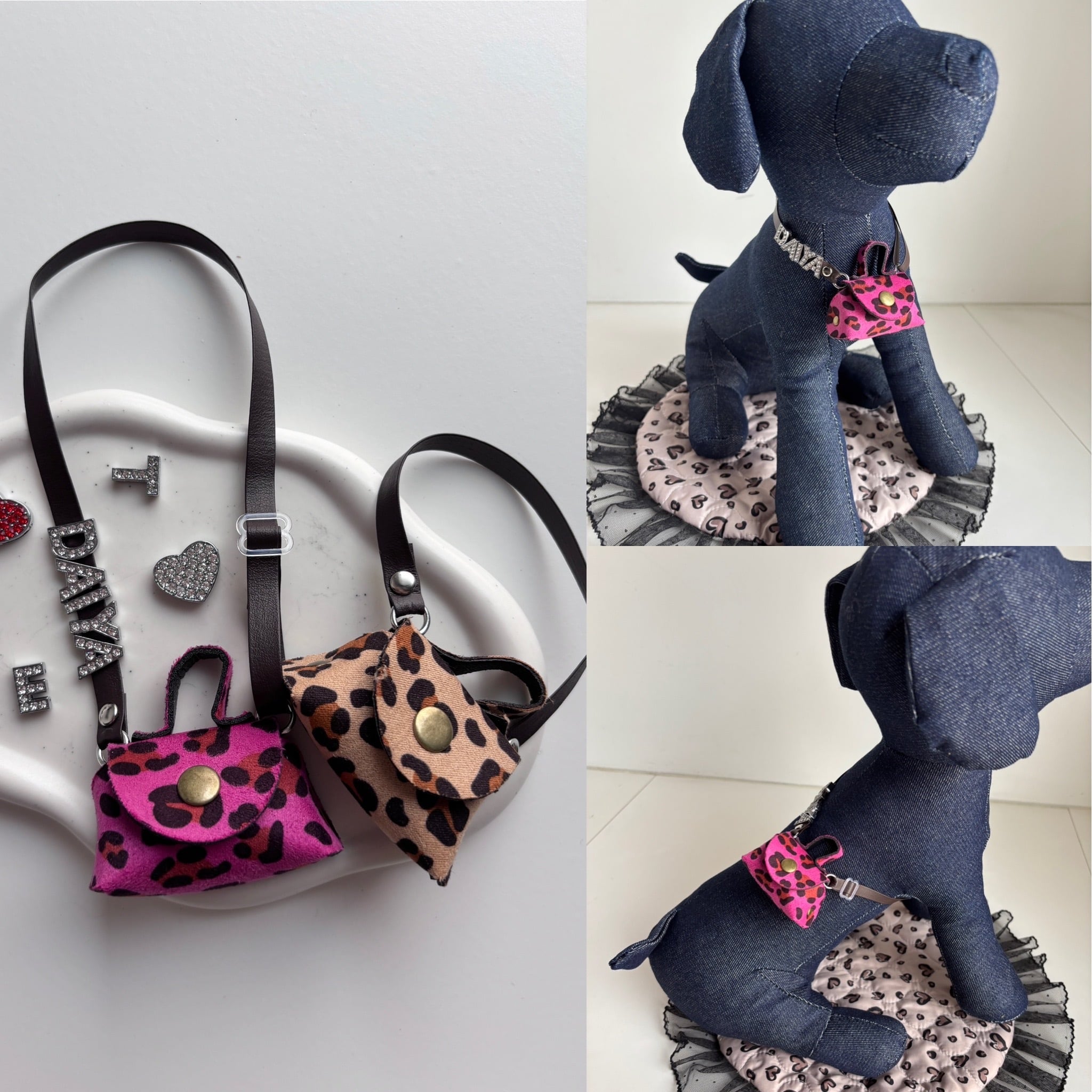 レオパードミニbagお名前カスタム愛犬用ネックレス | JuetraLis