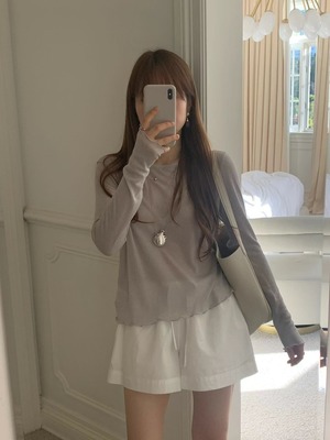 (予約) ounce / Erin rib sleeve tee / 3color