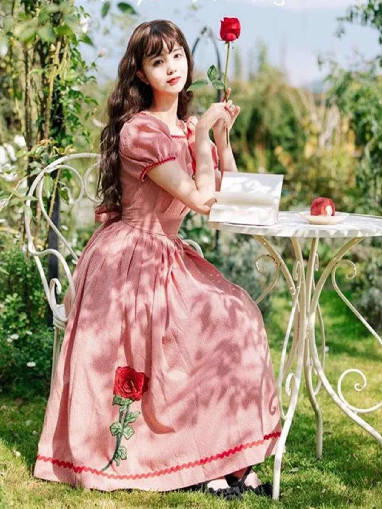 【0063】Retro Gingham Check Short Sleeve Dress