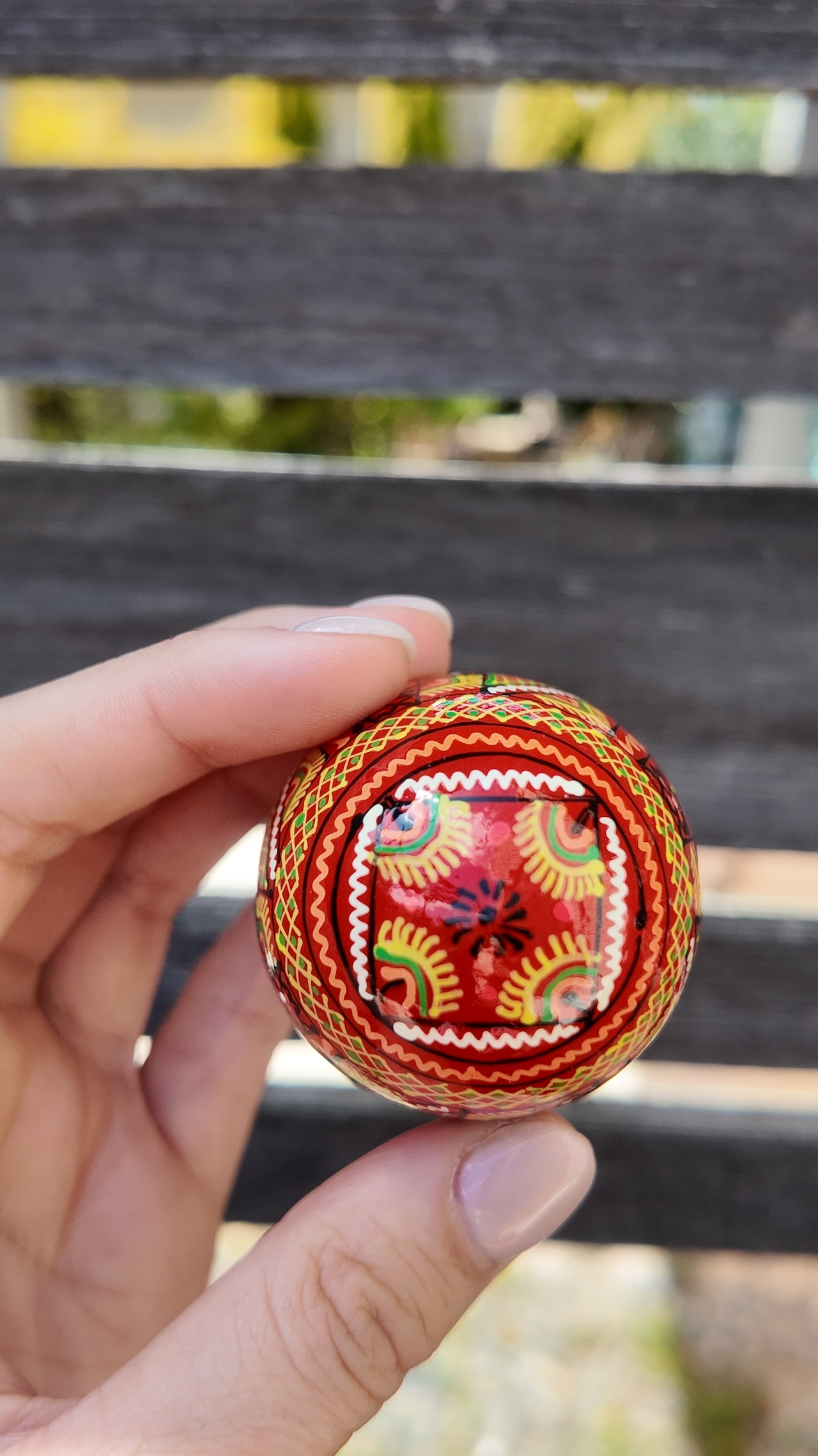 装飾用木製プィサンカ（イースターエッグ）with stand　コロミヤモデル - 5