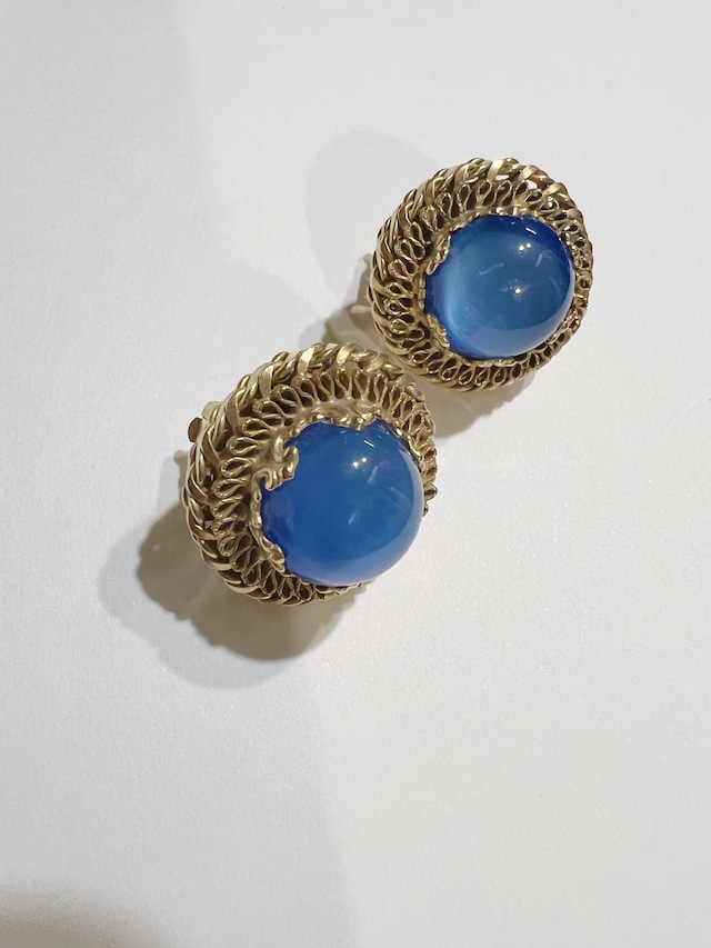 Vintage gold × blue earrings ( ヴィンテージ ゴールド × ブルー イヤリング )
