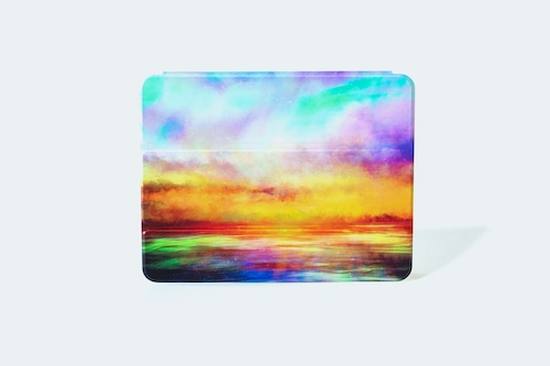 陽が昇る景色を描いた、iPadケース