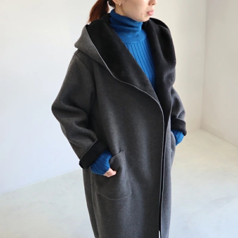 mizuiro ind * フーデッド ボンディング ロングコート [4-270008] | galette-store(ガレットストア)  セレクトショップ｜ファッション通販 powered by BASE