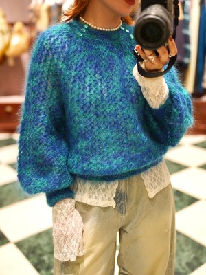 Vintage"Ocean Blend Fuzzy Knit"