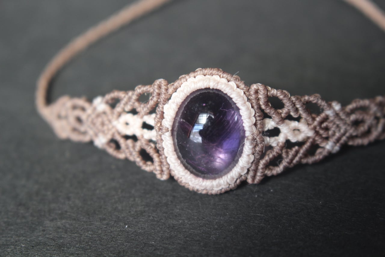 Amethyst micro macrame bracelet