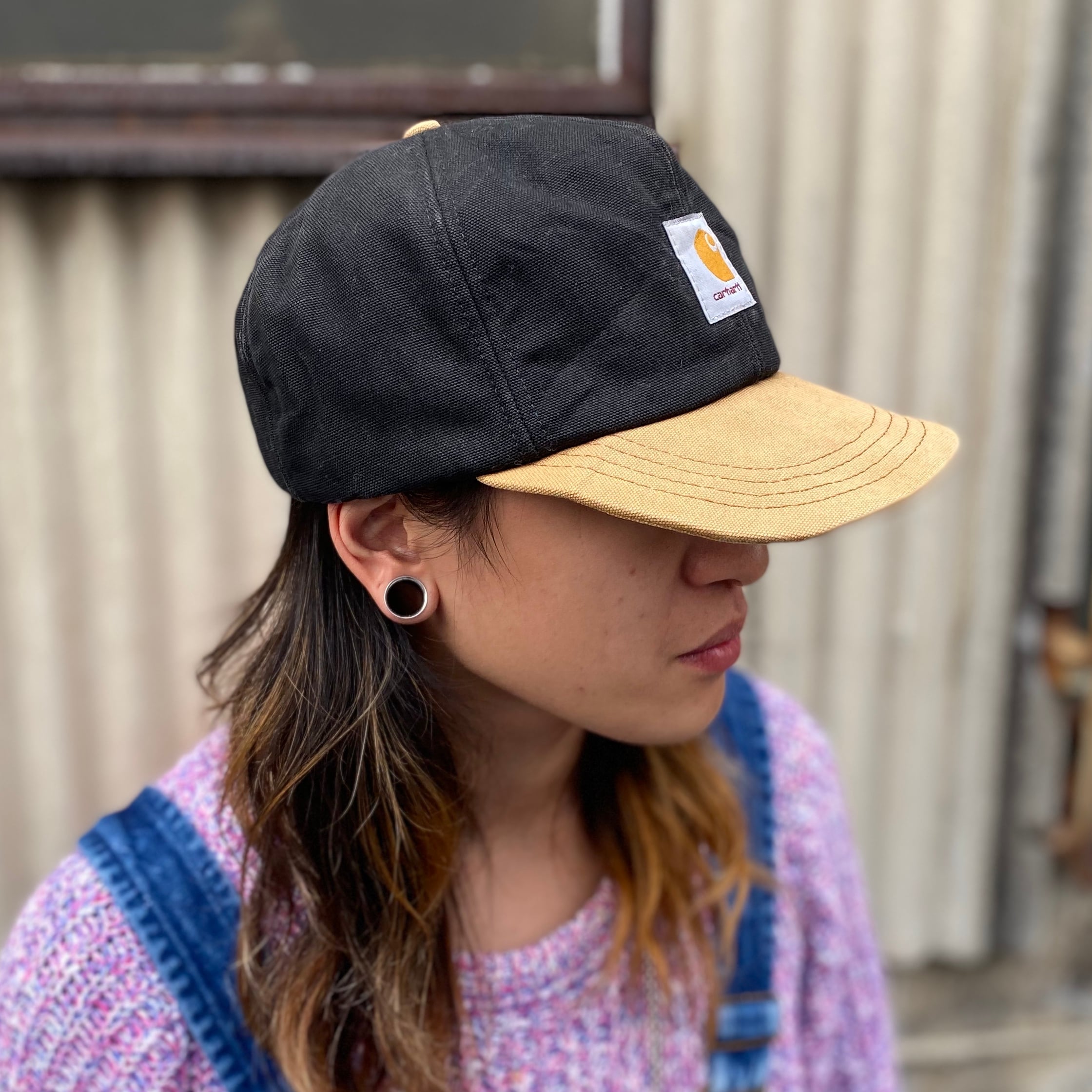Usa製 Carhartt カーハート ダック地 ロゴ ワークキャップ 耳当て付き 3way ブラック 黒 メンズl 古着 帽子 Cave 古着屋 公式 古着通販サイト