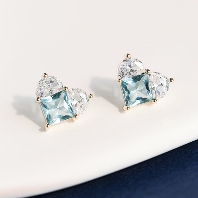 Crystal heart pierce & earring　M651