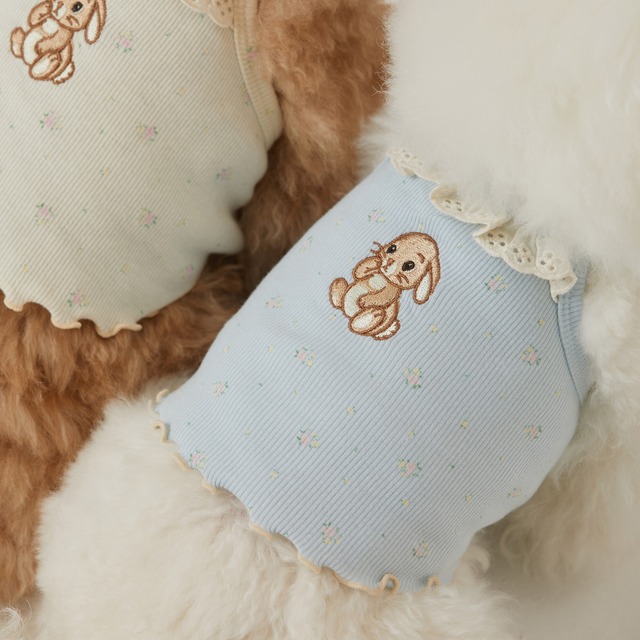 【即納】[thesallyslaw] Antique frill bunny top (Baby Blue)