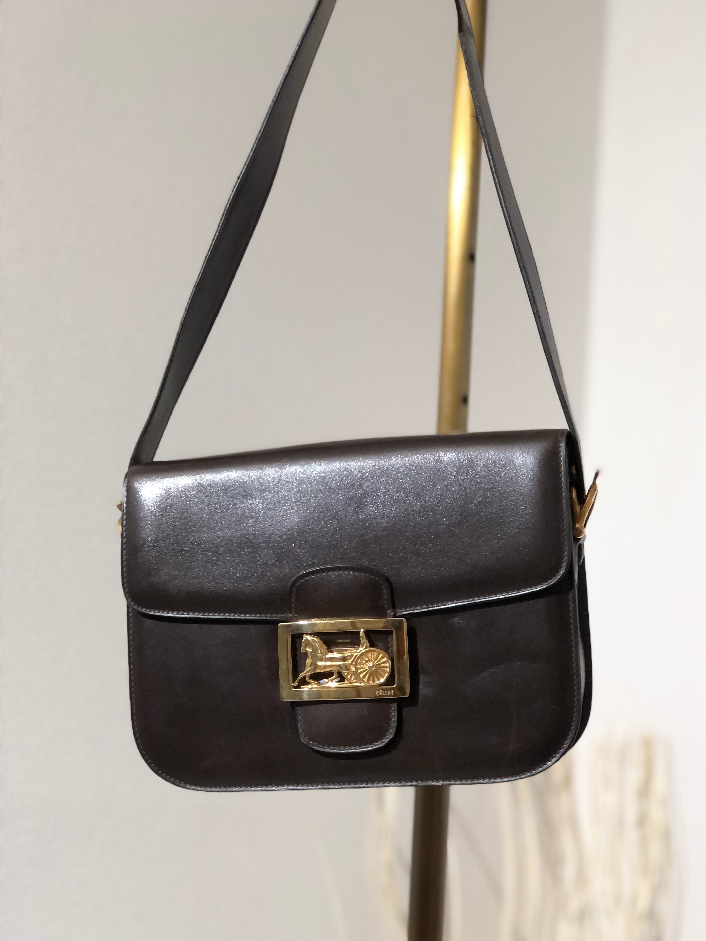 CELINE セリーヌ ホースキャリッジ 馬車 金具 レザー ショルダーバッグ ブラウン vintage ヴィンテージ オールド yatwhr |  VintageShop solo powered by BASE