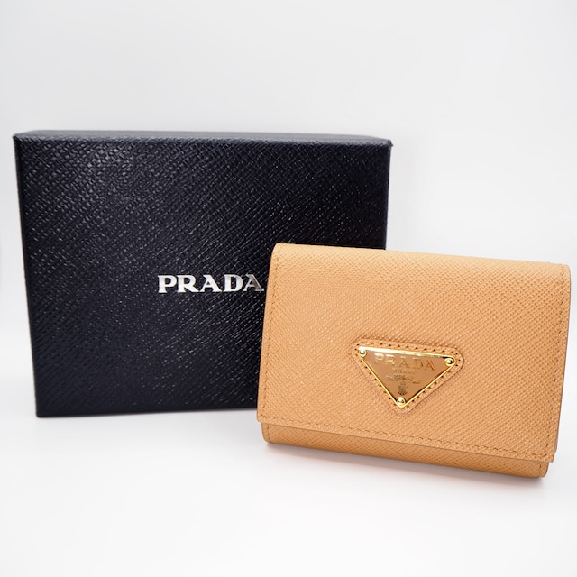 PRADA サフィアーノトライアングル ウォレット 財布 レザー ブラック プラダ 付属品付き