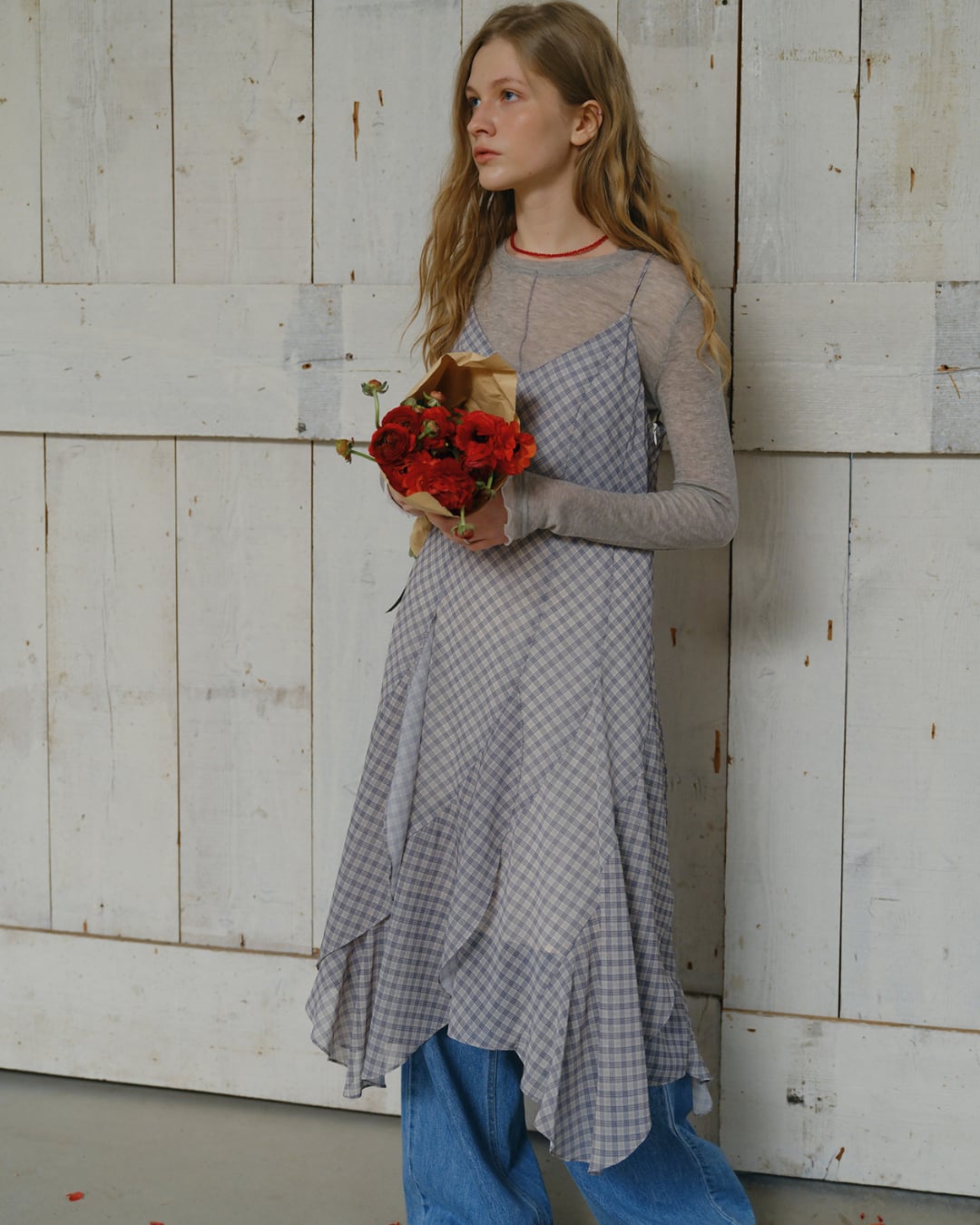 check layer flare camisole