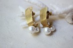 真鍮とコットンパールの大ぶりピアス＆イヤリング