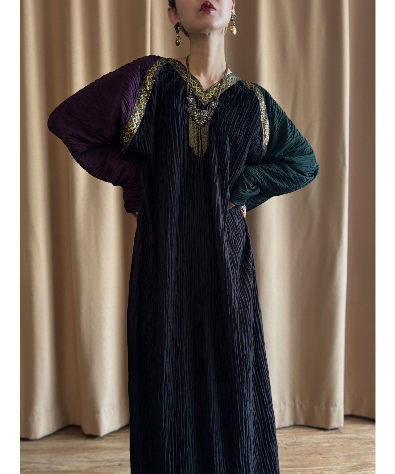 ethnic design vintage necklace-4641-4