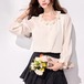 フラワーラウンドネックパフスリーブブラウス ・74928