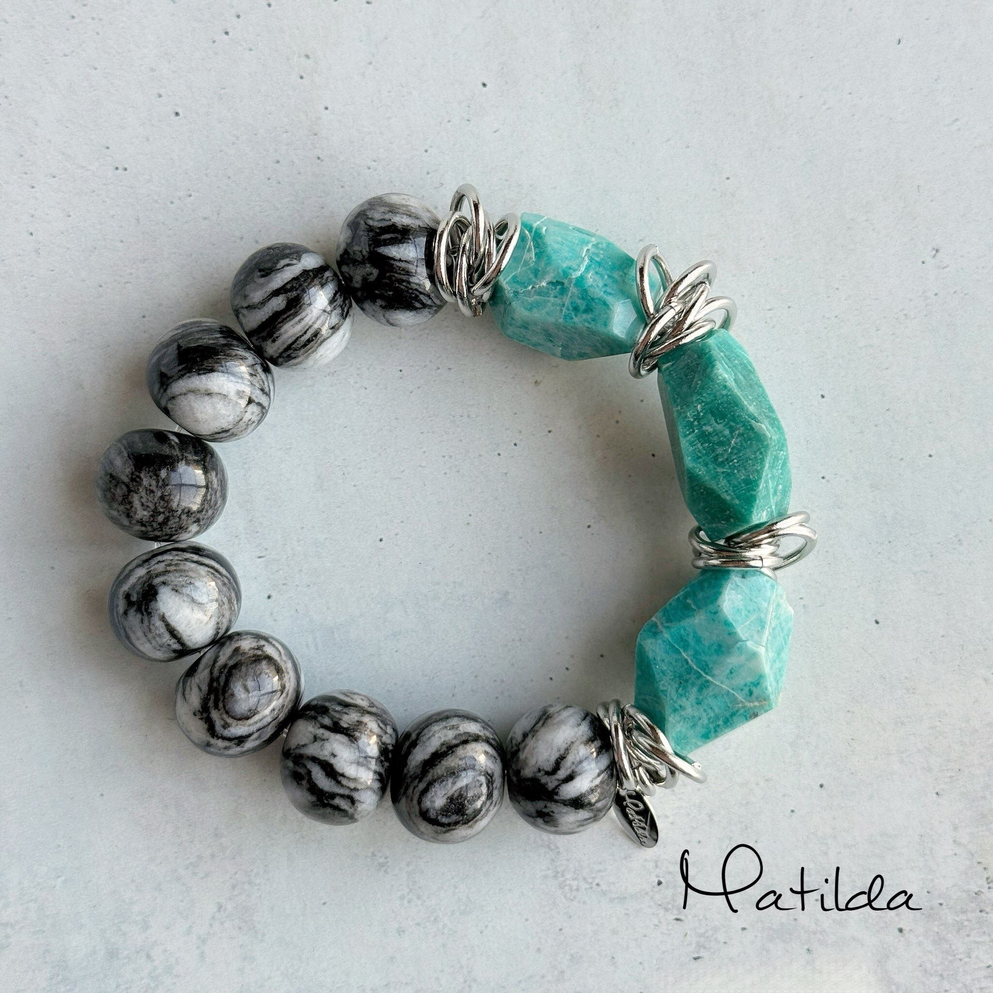 bicolor bracelet(アマゾナイト×ゼブラジャスパー)