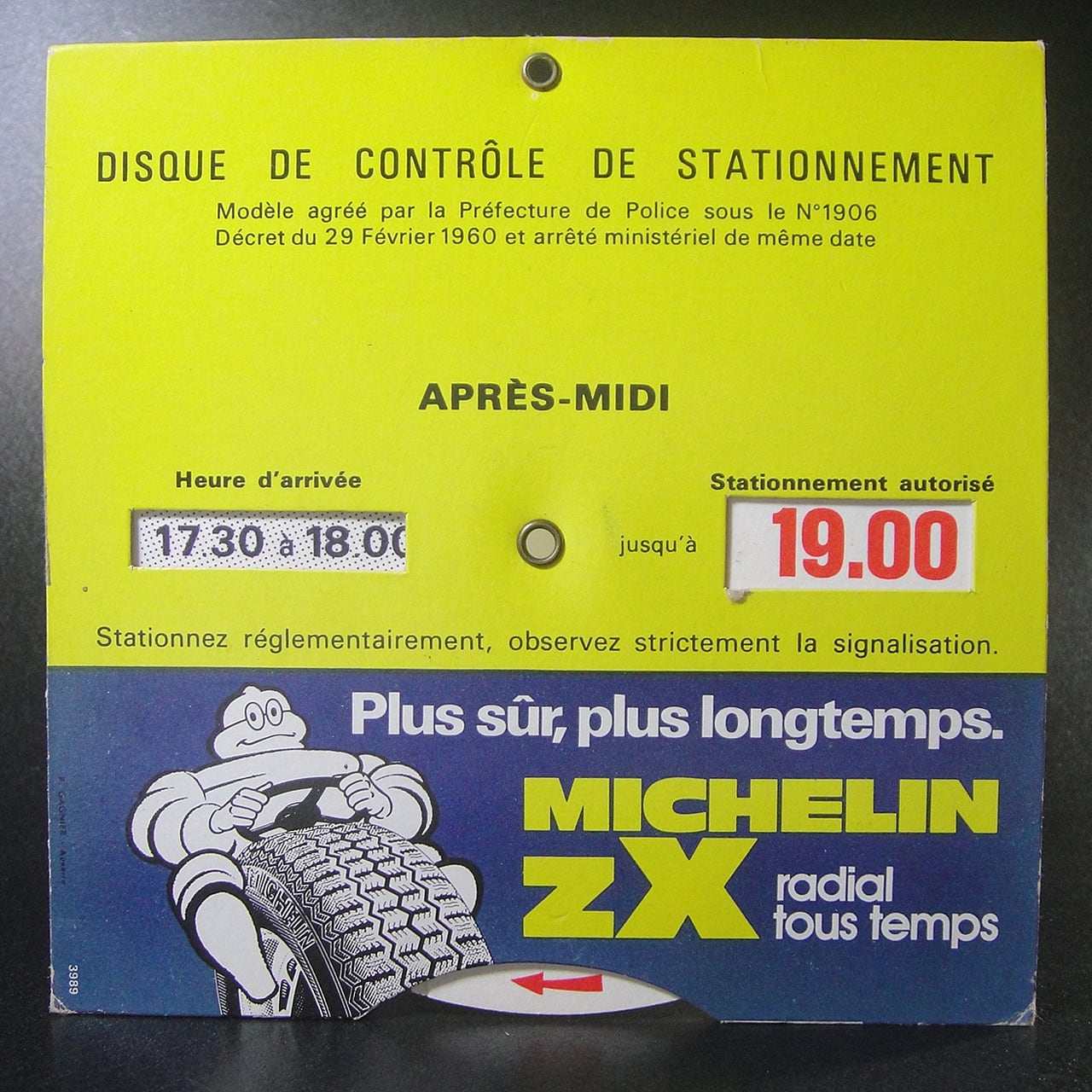 70'sフランス ミシュランタイヤ広告パーキングコントロールディスク