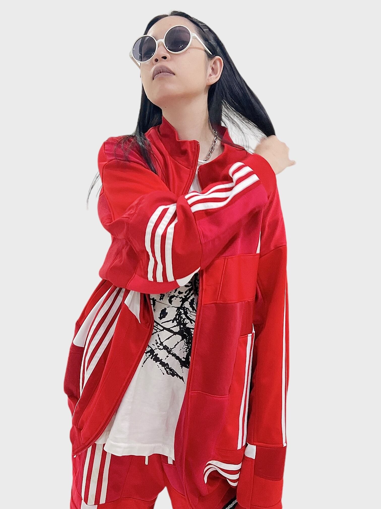 KOH ISHIGURO Upcycled Crazy Patchwork Track Jaket -RED- Woman