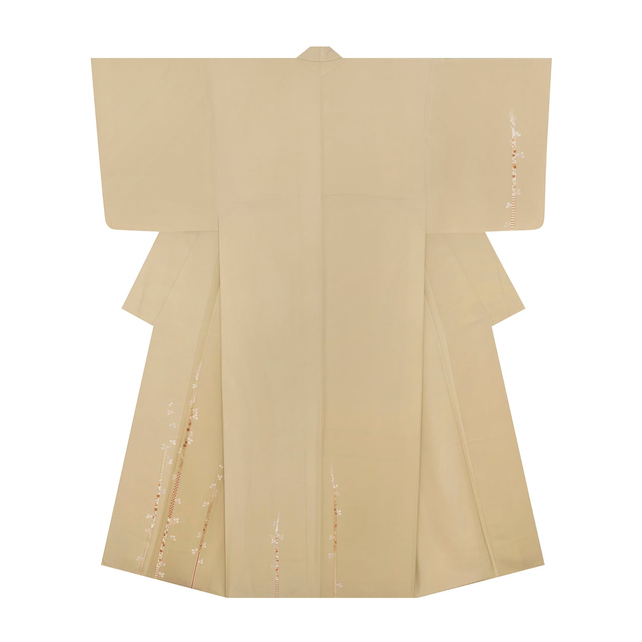 お花と花瓶の模様 小千谷ちぢみ 麻単衣着物【中古】 | かわの屋