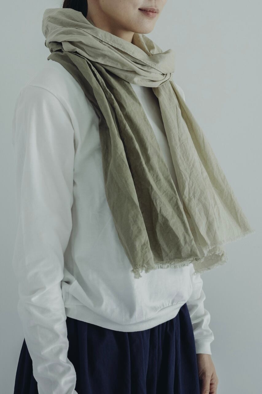 02372-1 cotton/linen cross tie over dye muffer / beige,khaki