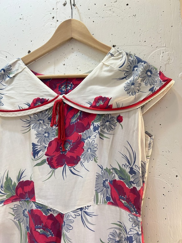 40’s 50’s flower print shawl collor ribbon dress