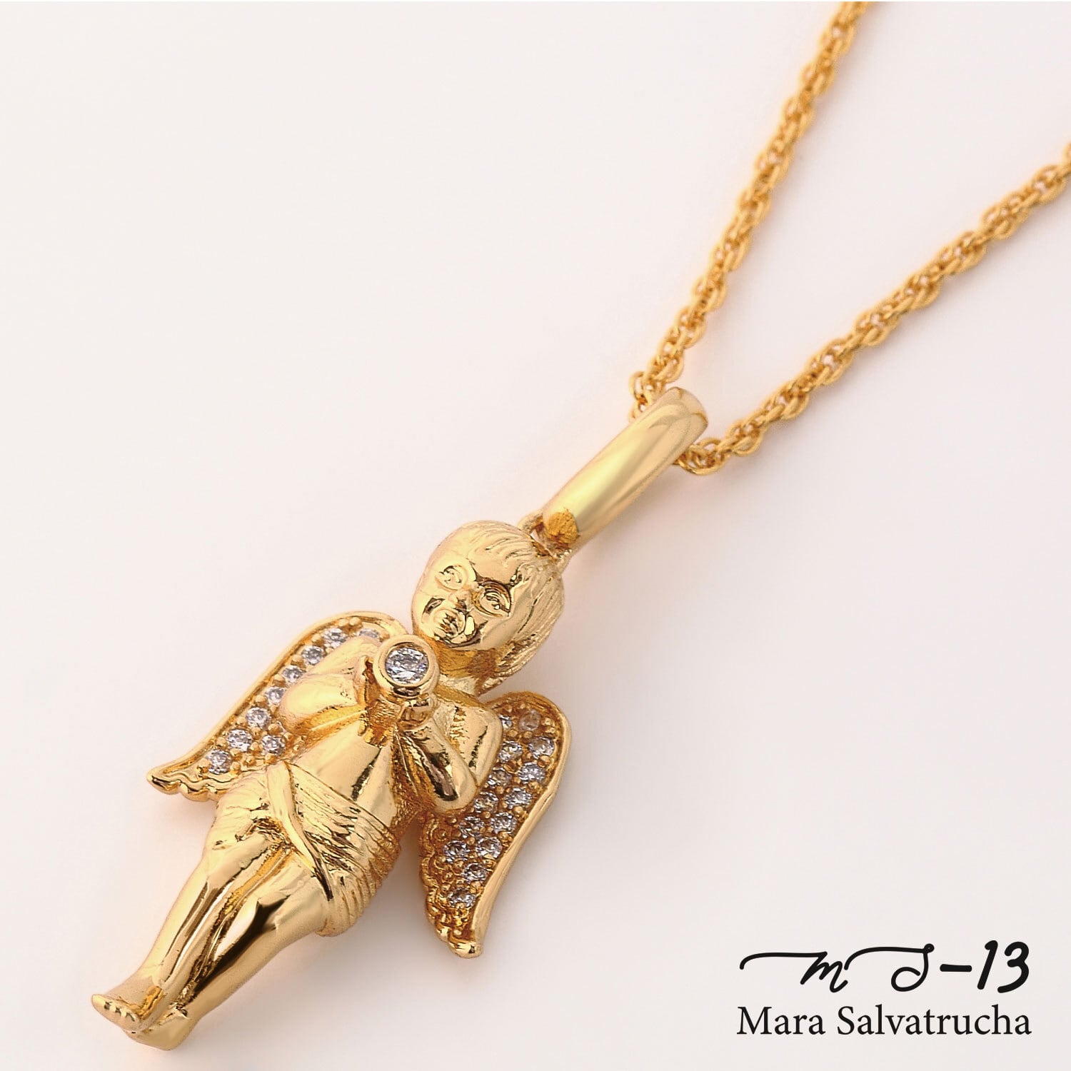 MS-13】K18GP エンジェル チャーム トリプルセット（ゴールド