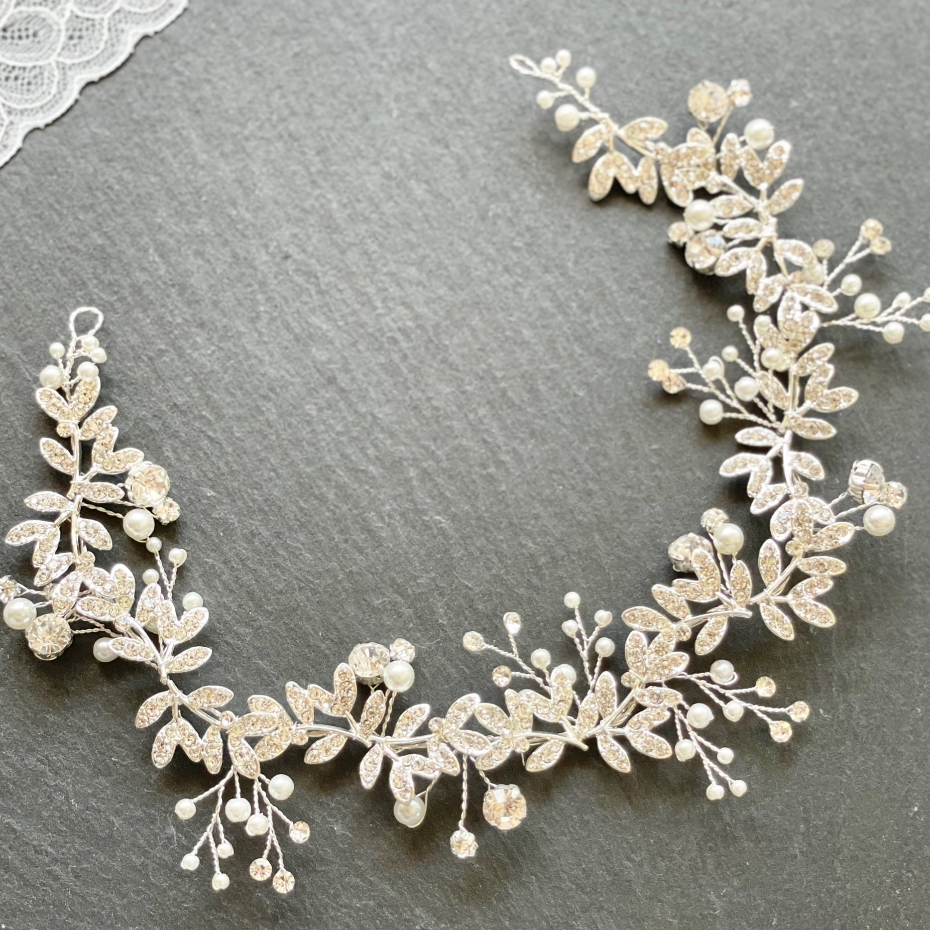 H-004 ウェディング アクセサリー【小枝 クリスタル ビジュー ヘッド