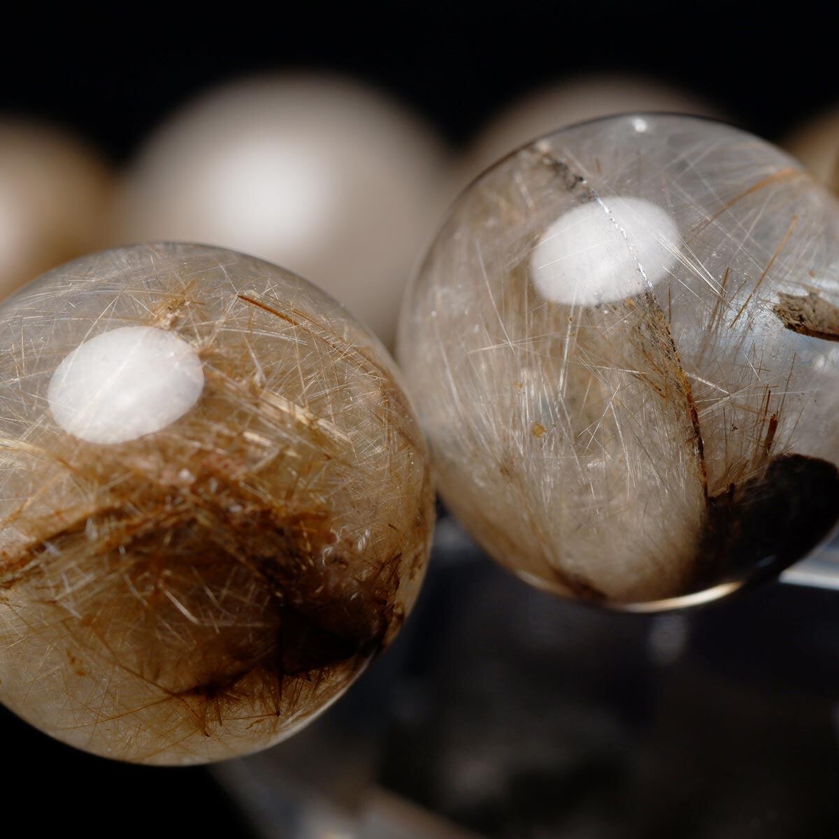 プラチナルチルクォーツ ブレスレット 12mm 一点物 111-29773