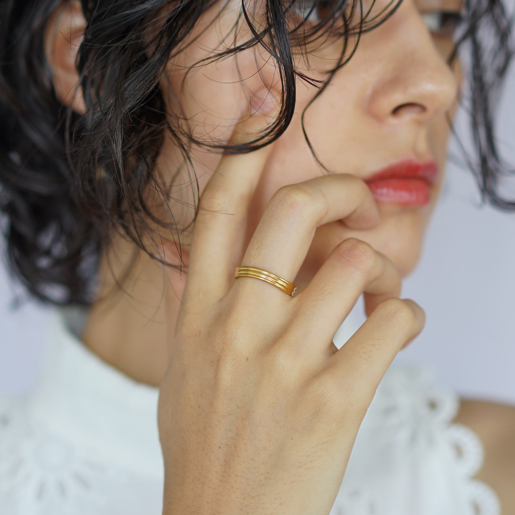 み*！様 ゴールドカーブデザインリング カーブ・ライン・ゴールドリング | jojono