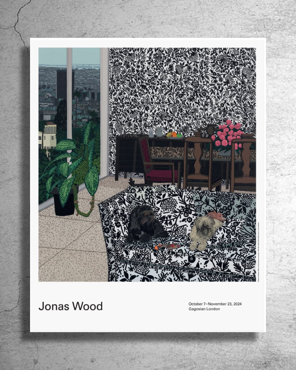 現代美術家『ジョナス・ウッド』2023年アメリカ現代アートギャラリー制作ポスターb