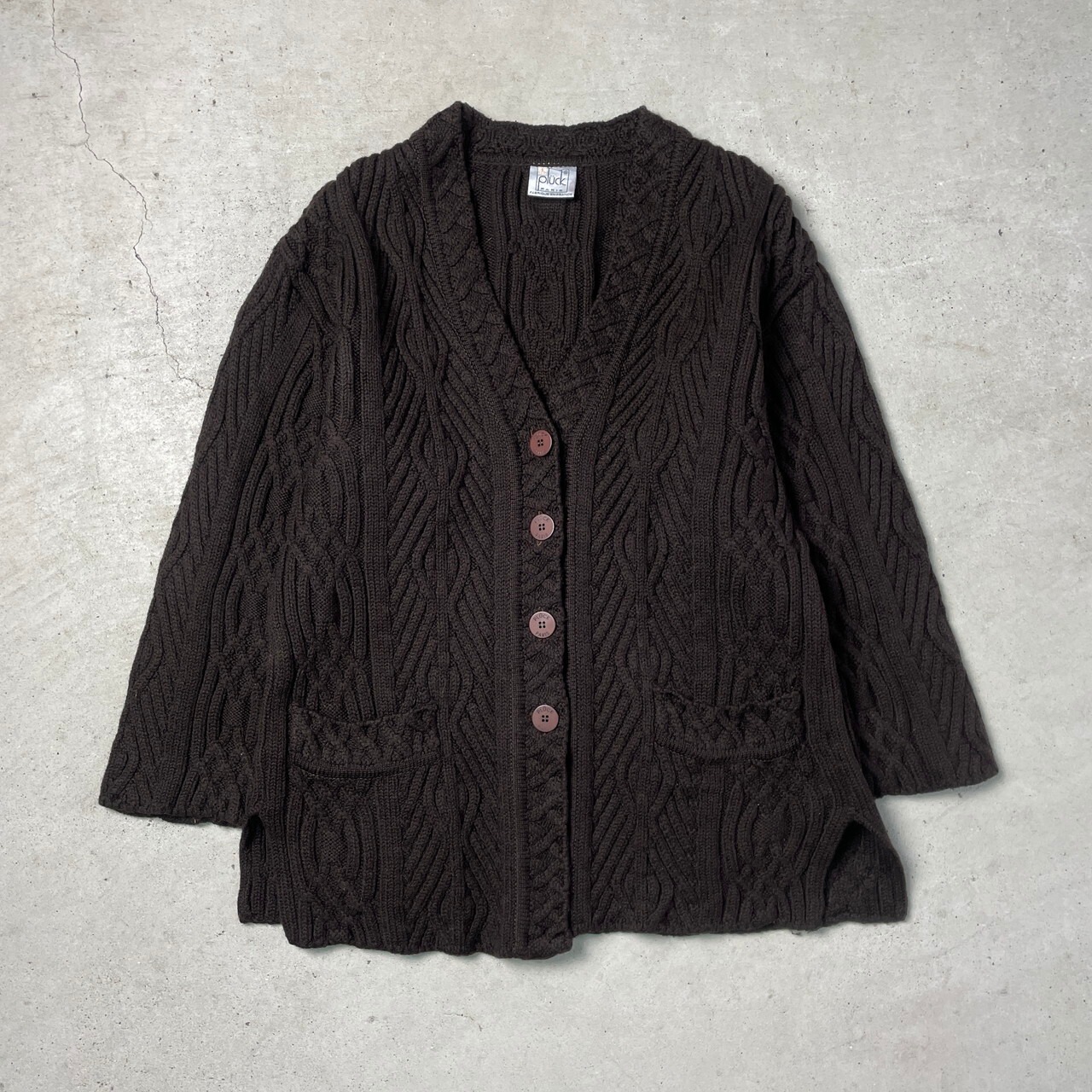 フランス製 PLUCK PARIS ウールニットカーディガン レディースXL相当 