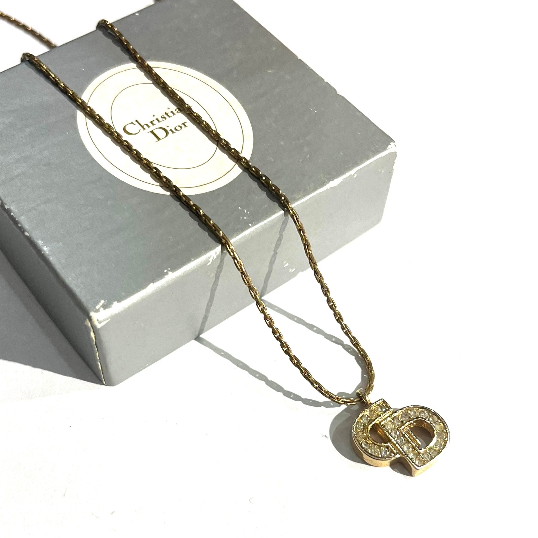 SALE【Christian Dior】 1147 DIOR CD ロゴストーンネックレス