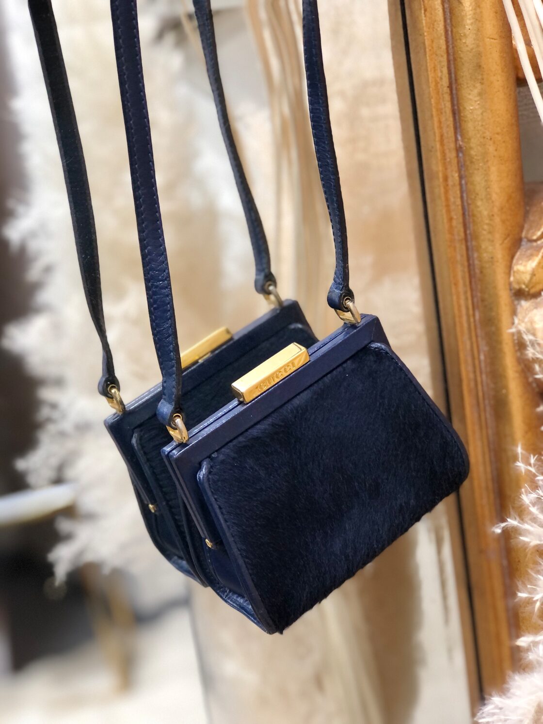 GUCCI グッチ がま口 ポシェット ハラコ ミニバッグ ショルダーバッグ  