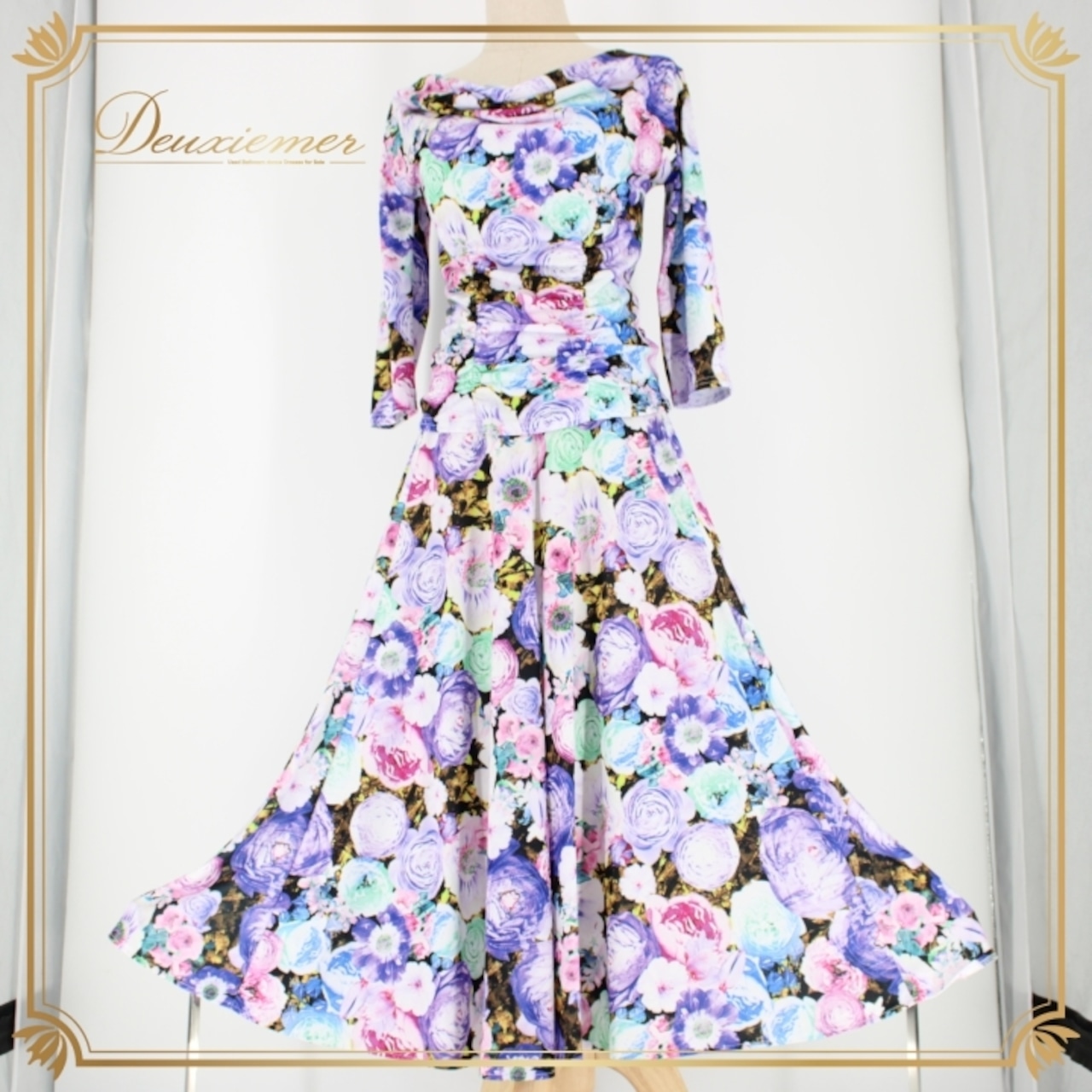 社交ダンス 衣装 スタンダード 上下セット ツーピース レッスンウェア パーティ衣装 ブラック系 パープル系 ICHIOKU イチオク 紫 黒 青 緑 白 花柄 ピンク系 ホワイト系 グリーン系 ブルー系 伸縮性 丈夫 花柄デザイン おしゃれ フェミニン コスチューム セットアップ 耐久性 普段着 トレーニング ダンス発表会 夏服 秋服 レディース ユニーク スタイル 高品質 ルームウェア 使いやすい 軽量