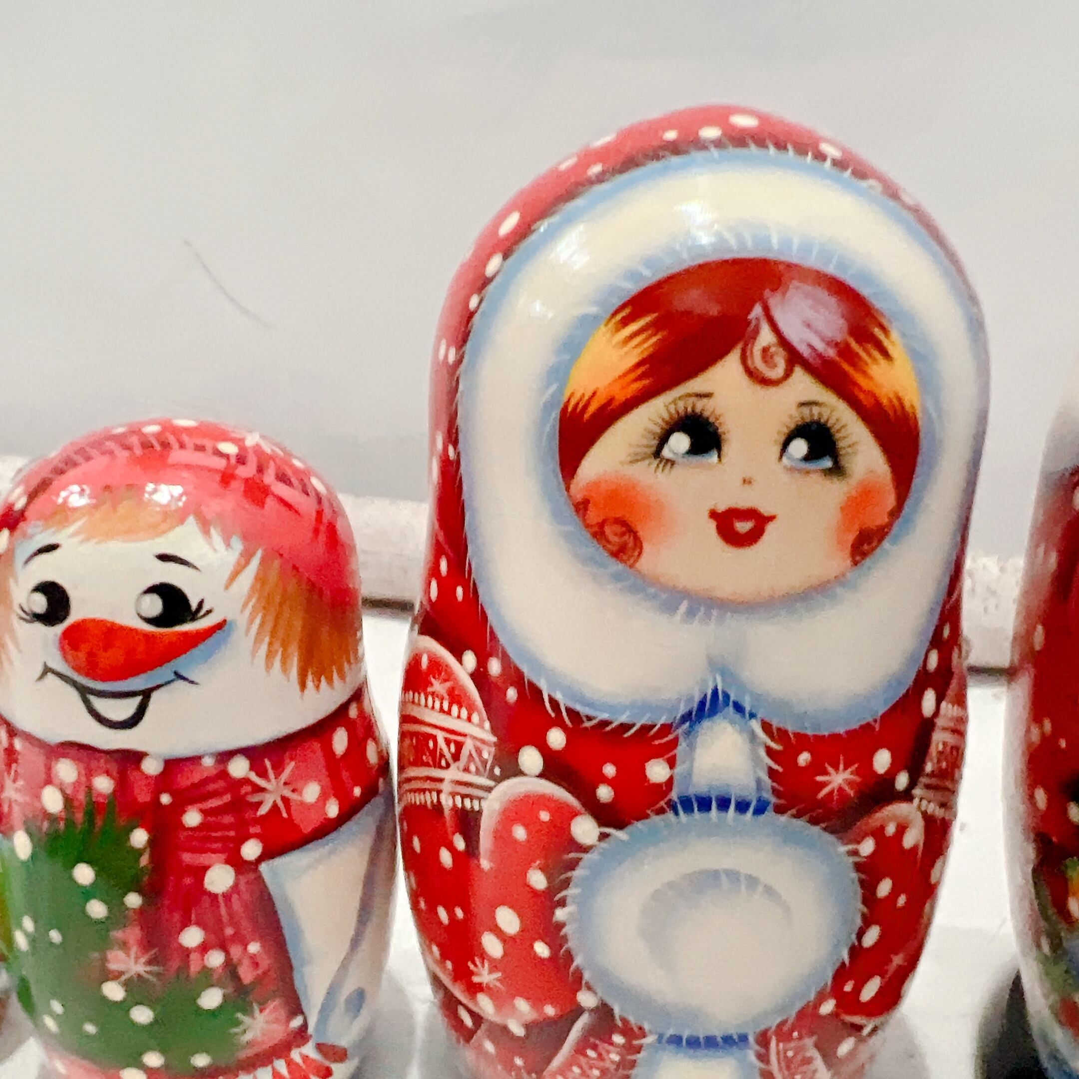 5p マトリョーシカ グラズーノワ作「サンタと冬の仲間たち 」16cm