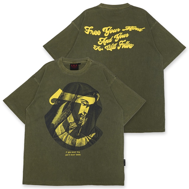 T.C.R LIGHTNING MARIA WASHED S/S TEE - GRAY GREEN