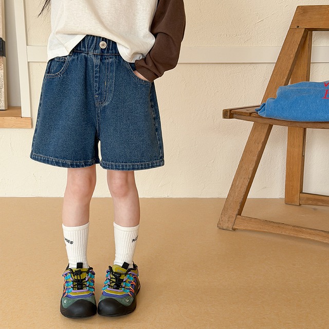 【KID】オーロラバックロゴデニムハーフパンツ - 4