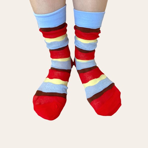 【solmu select】naminami  boarder socks（red）