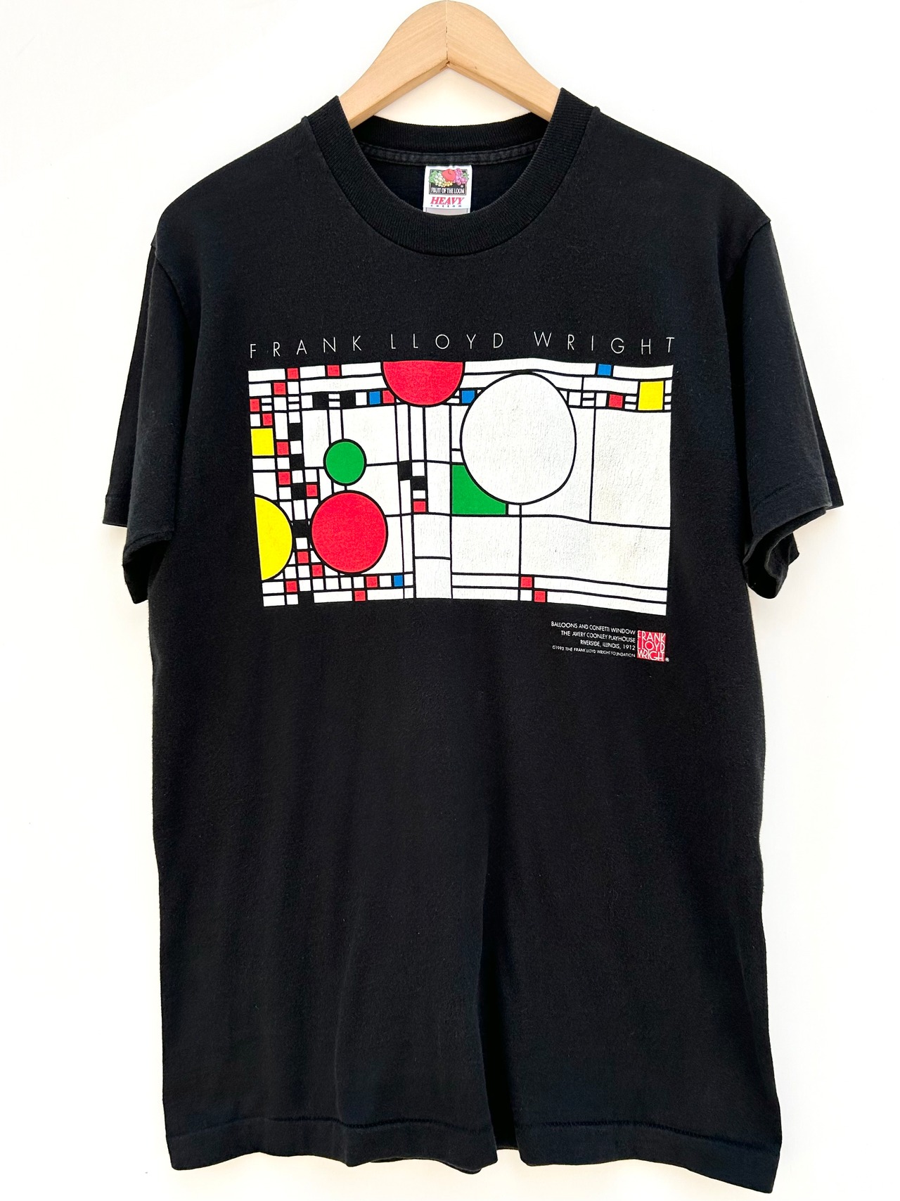 90s FRANK LLOYD WRIGHT "BALLOONS AND CONFETTI WINDOW" Tee MADE IN USA Size M