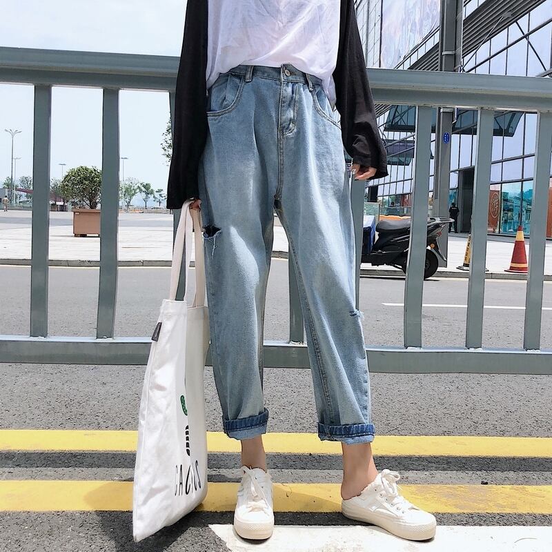 ジーンズ スプリングハイウェストスリムパンツ ルーズ 春物 1号婦人78840824439