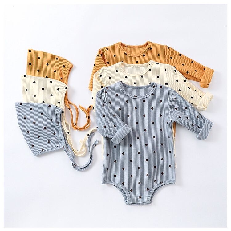 【BABY】韓国風 ドット柄ロンパース